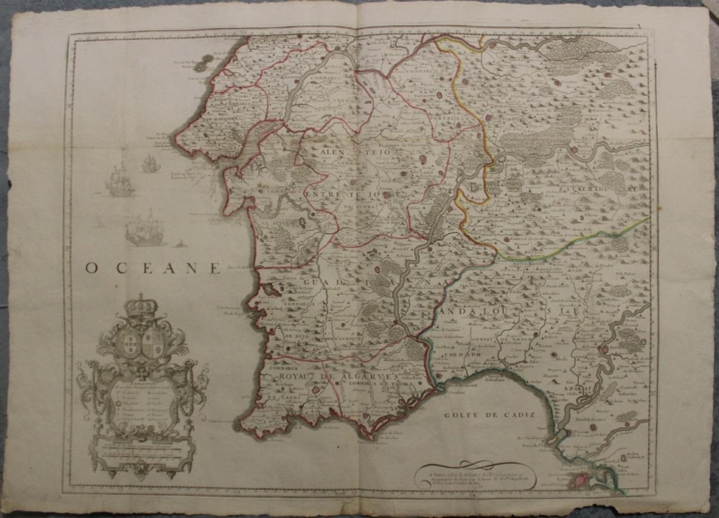 Mapa del sur de Portugal, 1735. Bailleul