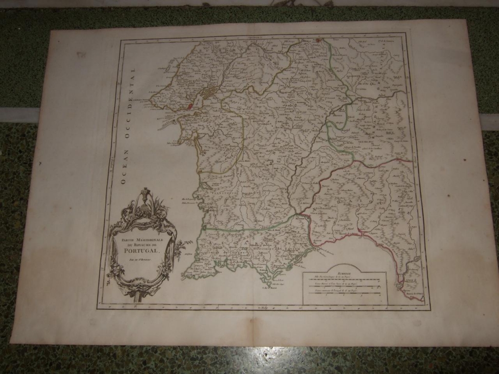 Mapa del sur de Portugal, 1752. Vaugondy/Delamarche