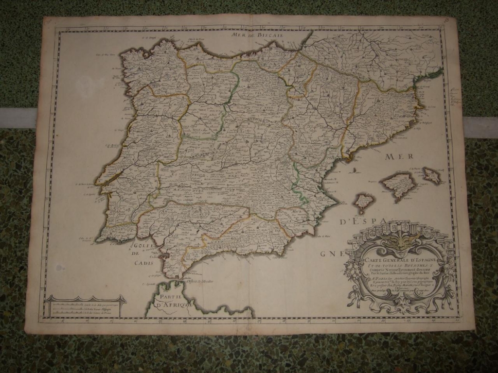 Gran mapa de España y Portugal, 1668. Sanson/Tavernier