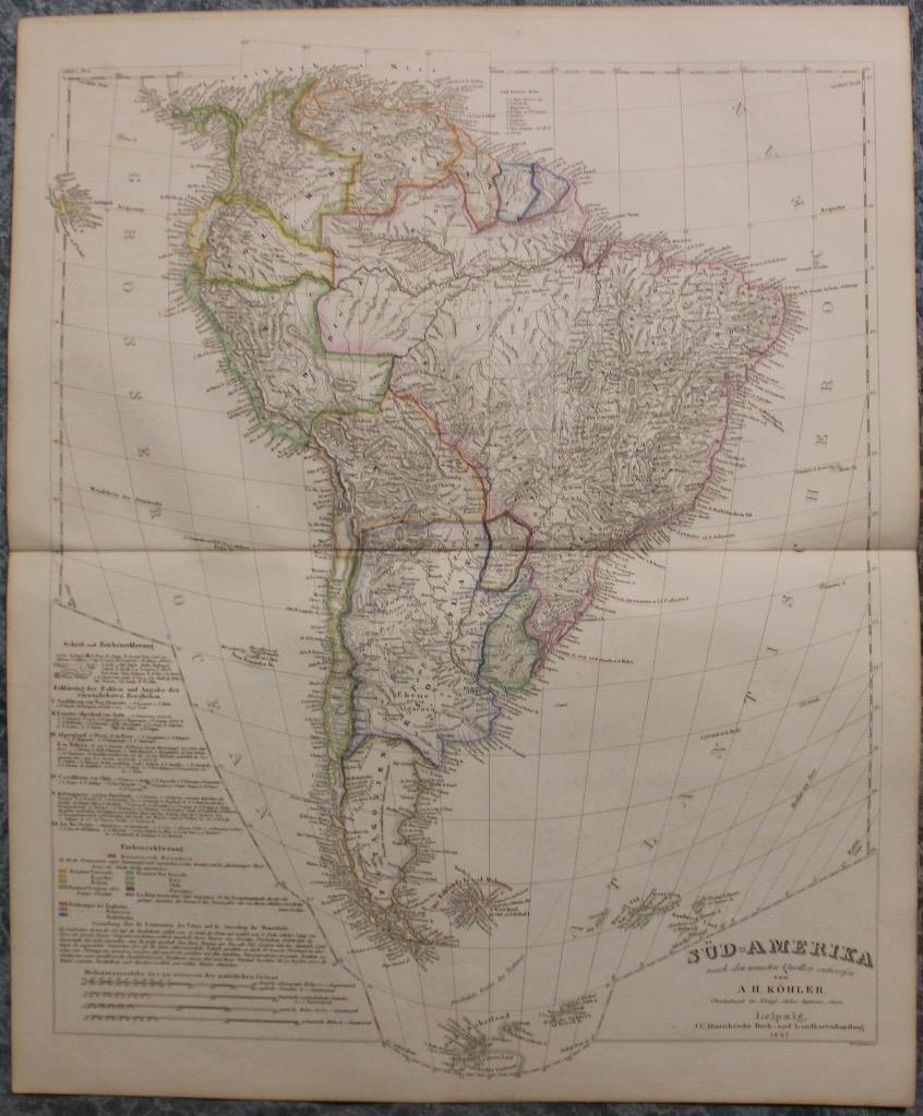 Gran mapa de América del Sur, 1847. A. H. Koehler