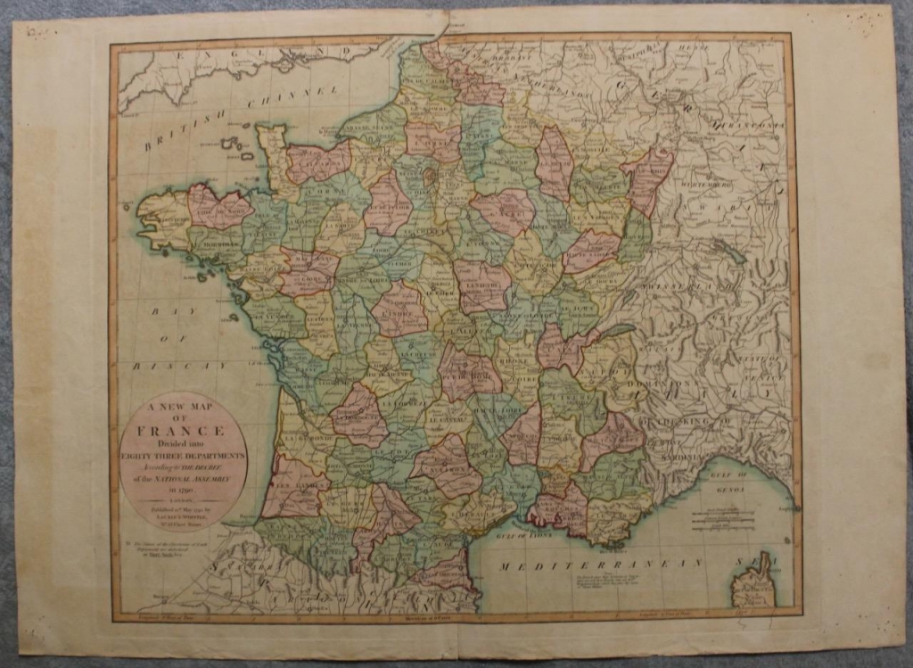 Gran mapa de Francia y sus departamentos, 1790. Laurie / Whittle