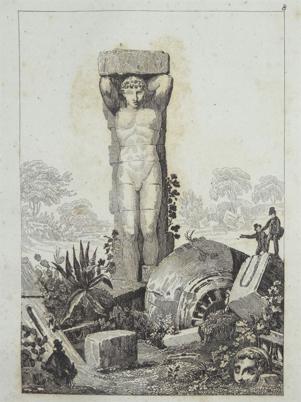 Ruinas del templo griego a Zeus en Agrigento, Sicilia), 1836. Mebolds