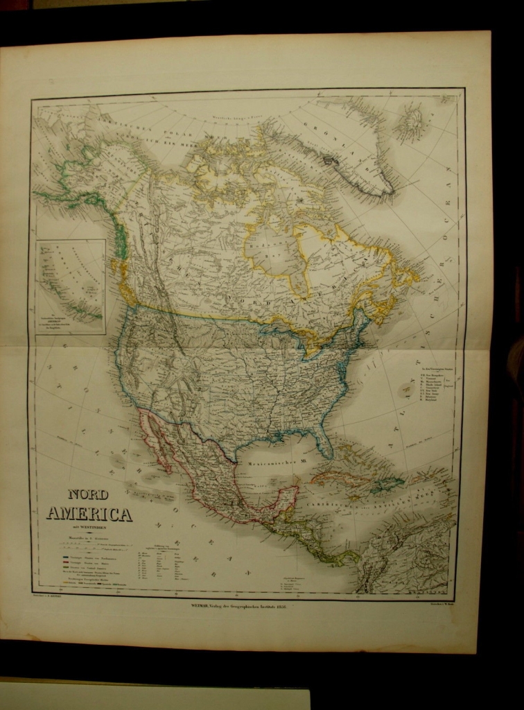 Gran mapa de América del norte y Centroamética, 1856. Kiepert/Weimar