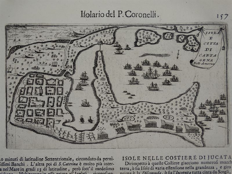 Mapa de Cartagena (Colombia, América), 1696.  Vicenzo Coronelli