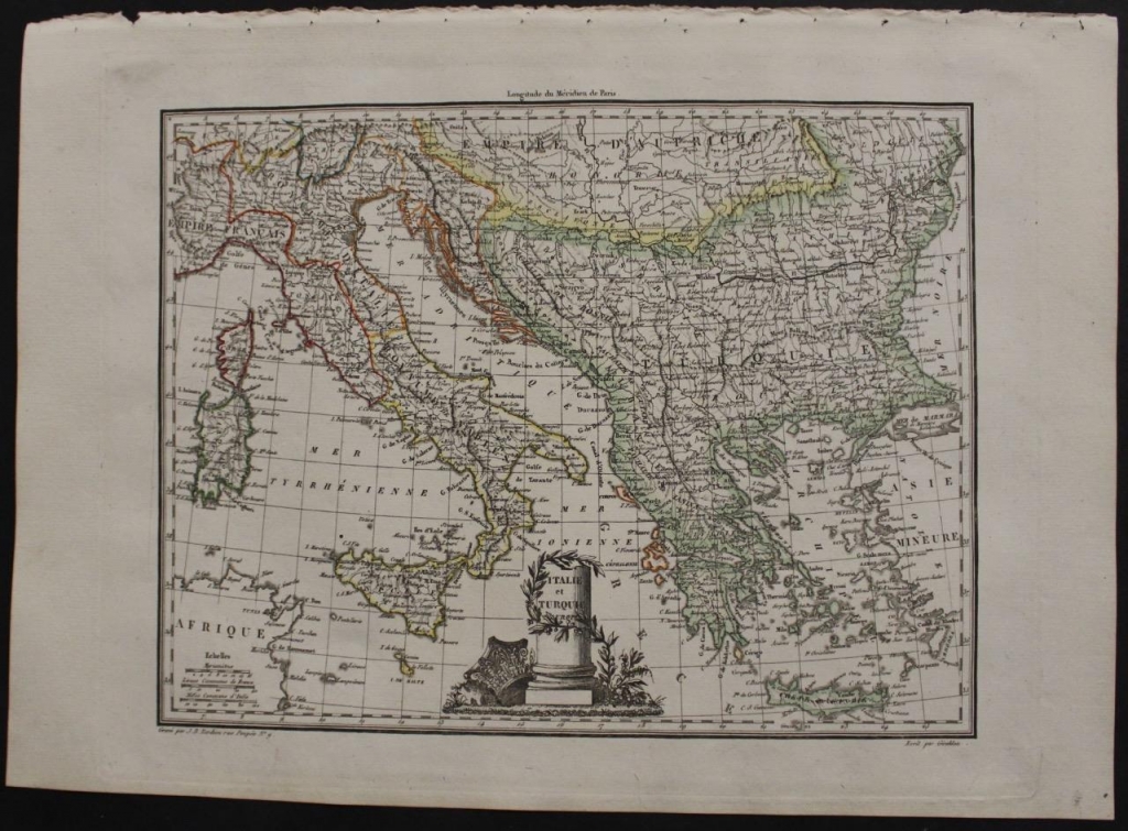 Mapa de Italia y Grecia, 1812. Malte Brun