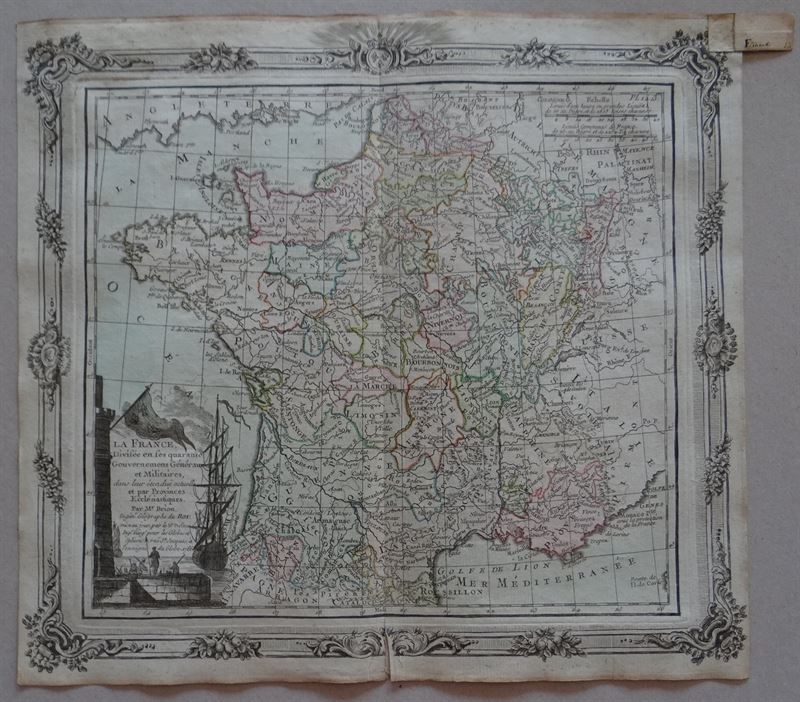 Mapa de Francia y sus divisiones administrativas, 1772. Desnos/Brion de la Tour