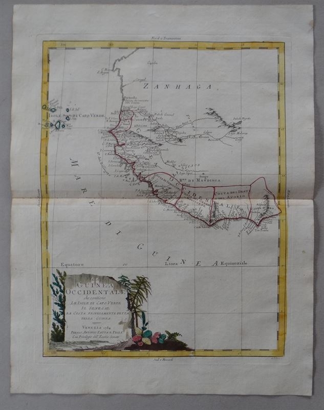 Mapa de Guinea e islas de y Cabo Verde,  (África)1784. Zatta