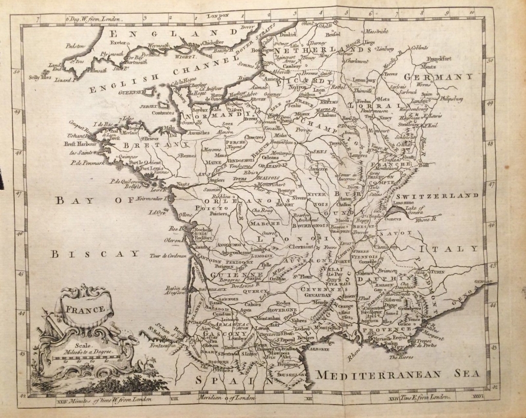 Mapa de Francia, 1764. Thomas Jeffreys