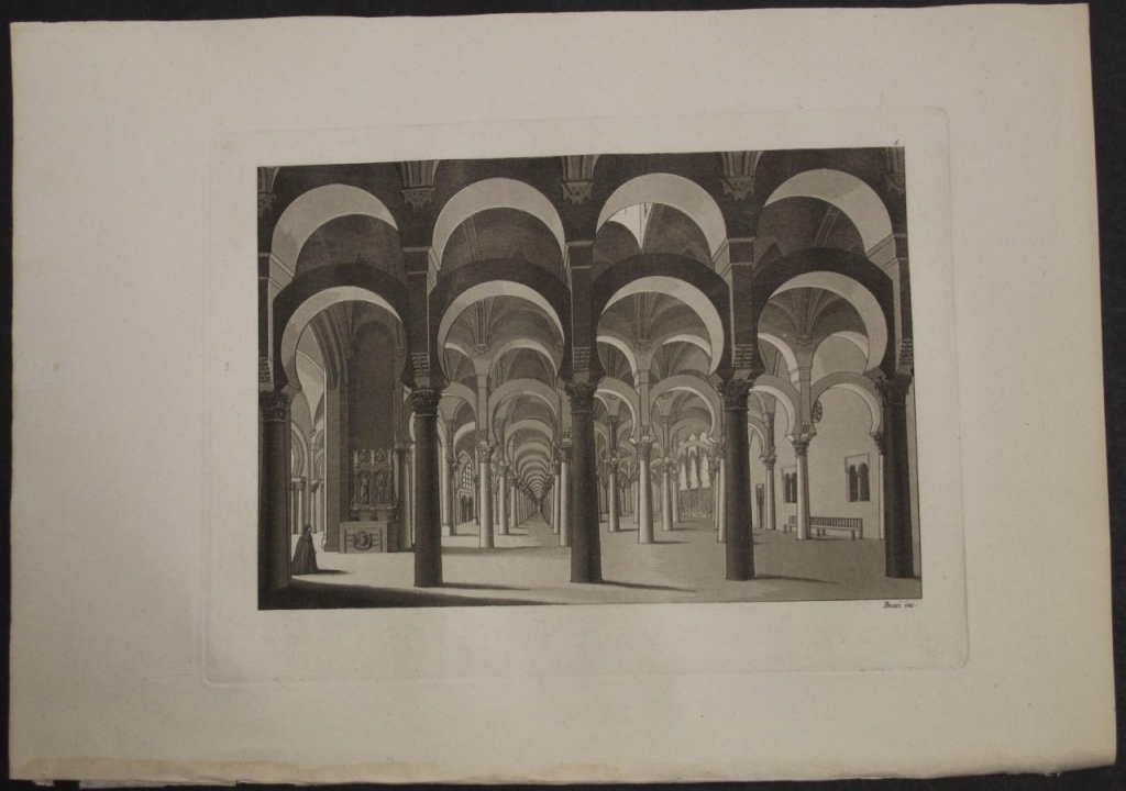 Vista del interior de la Mezquita de Córdoba (Andalucía, España), 1827. Ferrario /Bussi