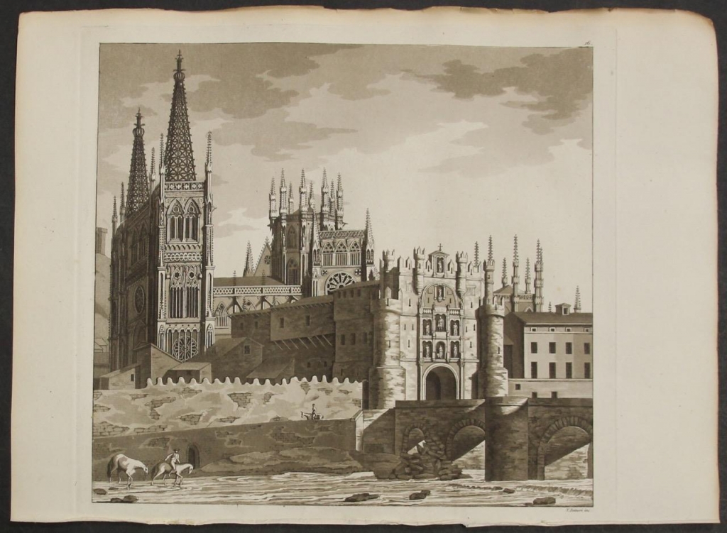 Vista de la Catedral de Santa María de Burgos (España), 1827. Ferrario/Rainieri