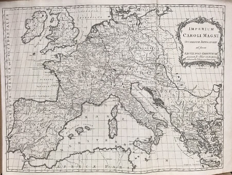 Gran mapa del Imperio de Carlomagno( Europa), 1768. Kitchin/Blair