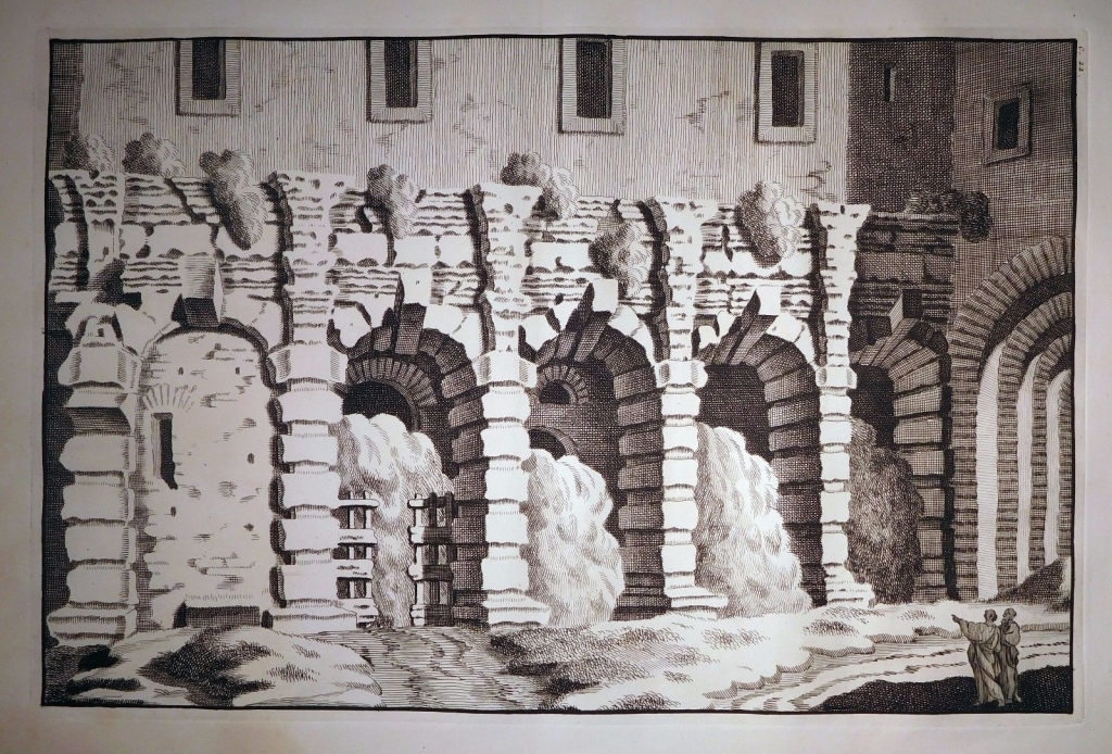 Ruinas de la Curia Hostilia en el Foro de Roma ( Italia),1708. Overbeek