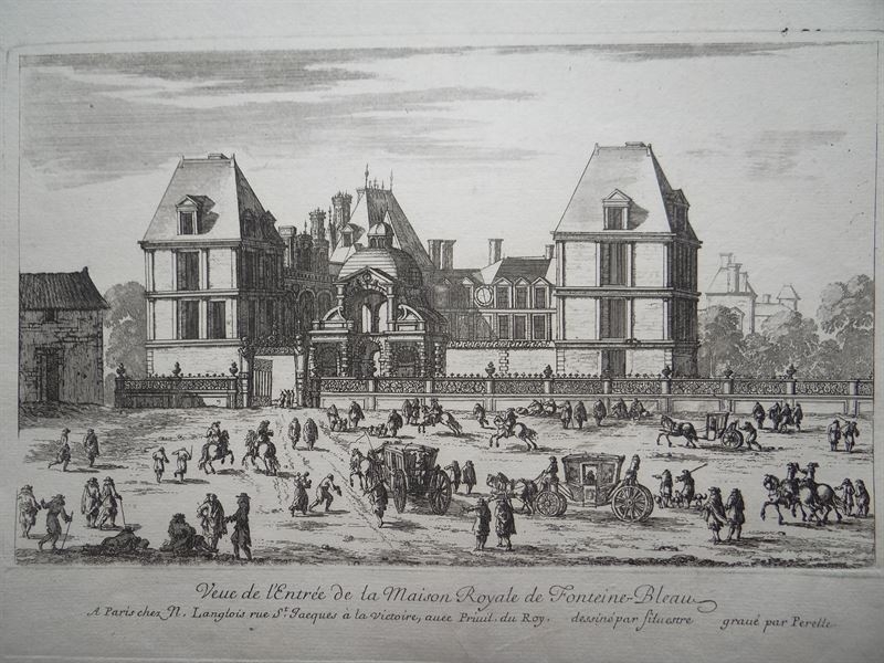 Vista del Palacio de Fontainebleau (Francia), 1660. Pérelle/Langlois