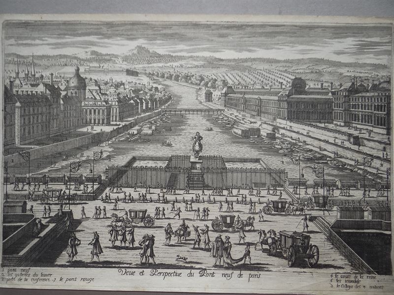 Vista del Puente Nuevo de París (Francia), 1630. P. Aveline