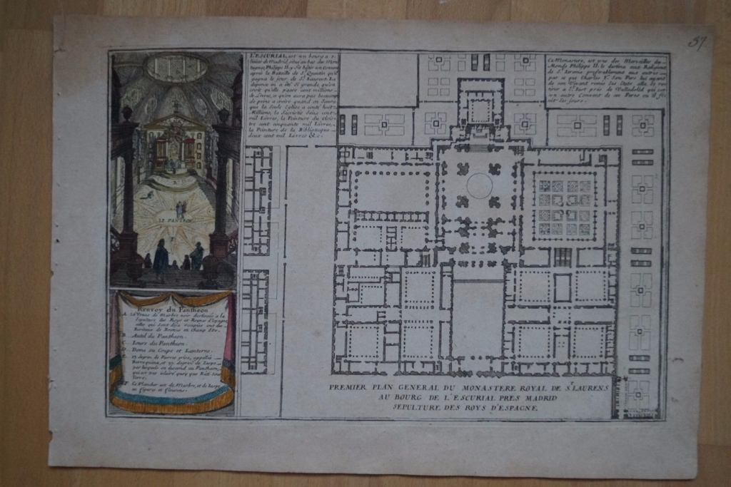 Plano y vista del  monasterio de El Escorial (Madrid), 1705. Nicolás de Fer