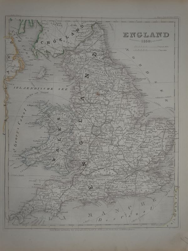 Mapa de Inglaterra, 1852. Sparer/Meyer