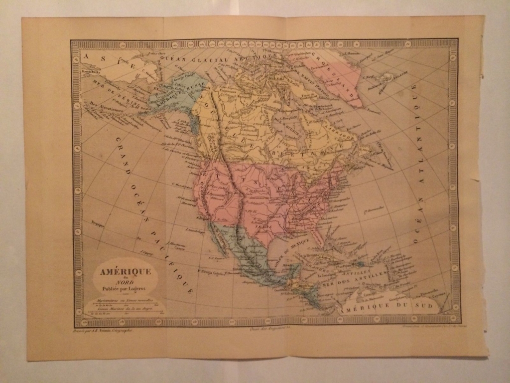 Mapa de América del Norte, 1881. Malte Brun/Lapie