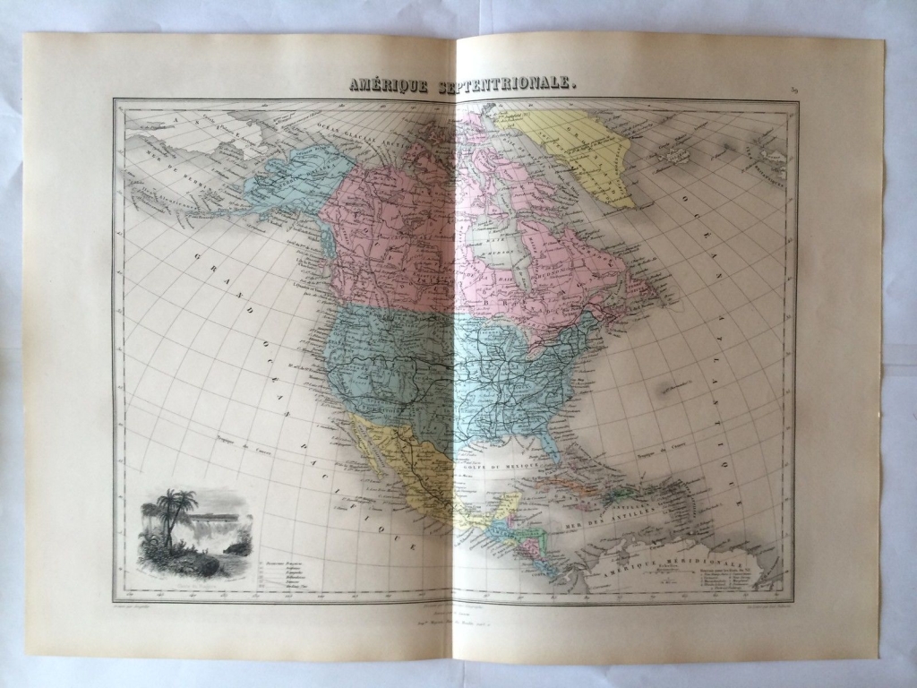 Mapa de América del Norte, 1882. Migeon