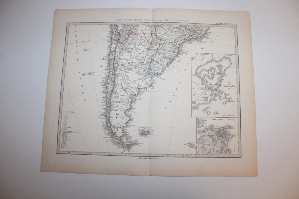 Mapa del sur de Sudamérica, 1879. Stieler /Perthes