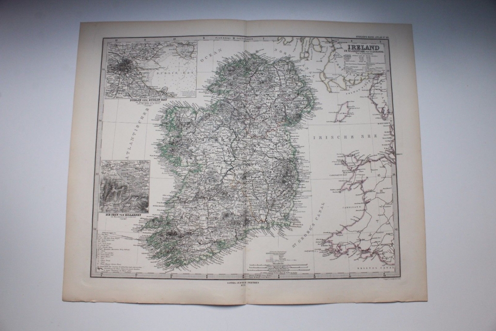 Mapa de Irlanda, 1879. Stieler/Perthes