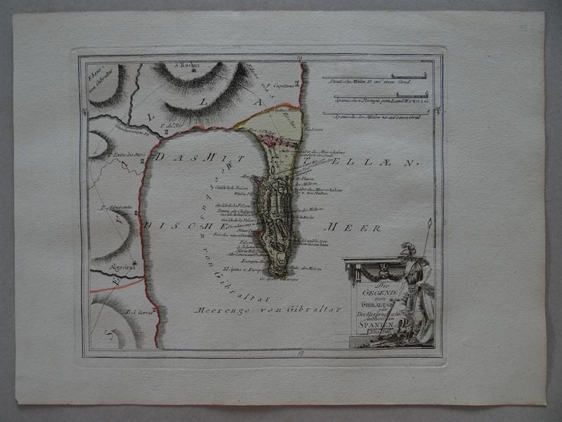 Mapa de Gibraltar ( sur de España), 1795. Reilly