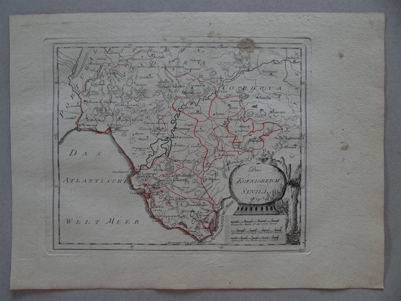 Mapa de Huelva, Cádiz, Sevilla y Gibraltar Andalucía, España),1795.Reilly