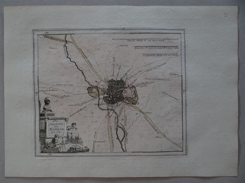 Antiguo plano de la ciudad de Madrid y cercanías (España), 1806. Reilly