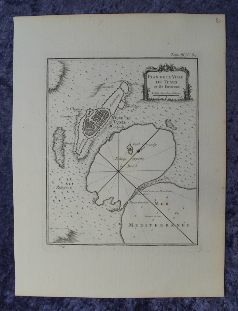 Mapa de la ciudad de Túnez (norte de África), 1764. Bellin