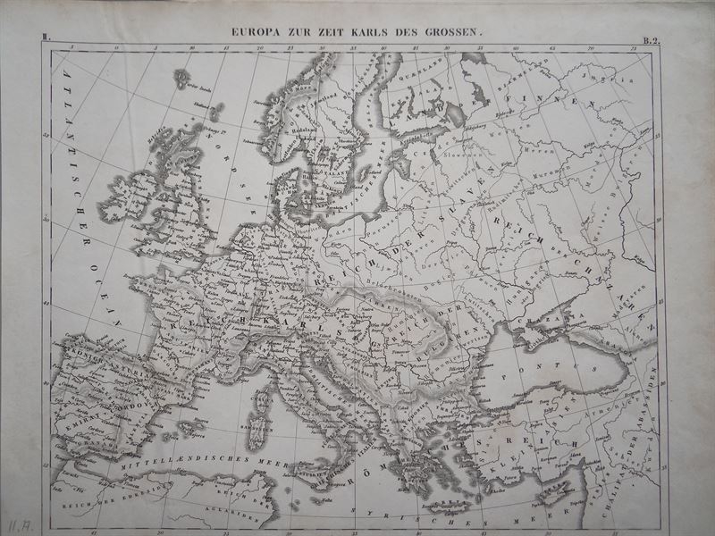 Mapa de Europa hacia el año 1550, 1851. R. Schmidt