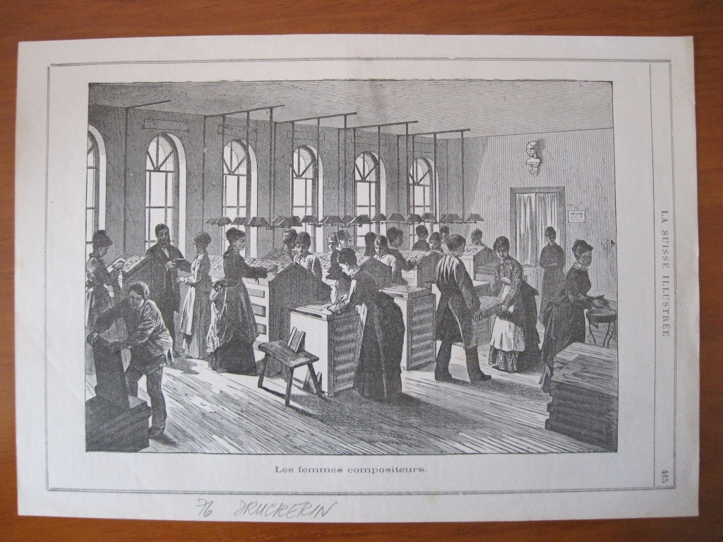 Vista panorámica del interior de una empresa, 1876.