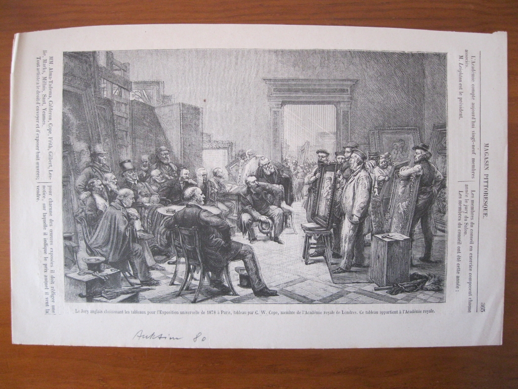 Jurado inglés seleccionando cuadros, 1880