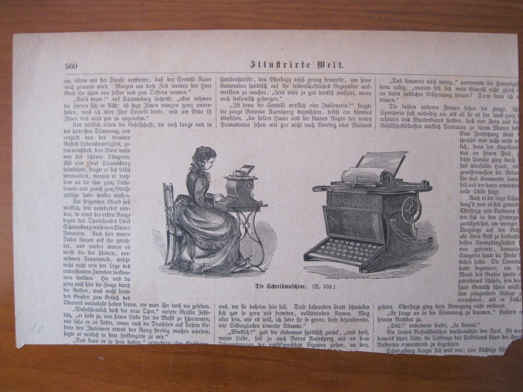 La secretaria y su máquina de escribir, 1880