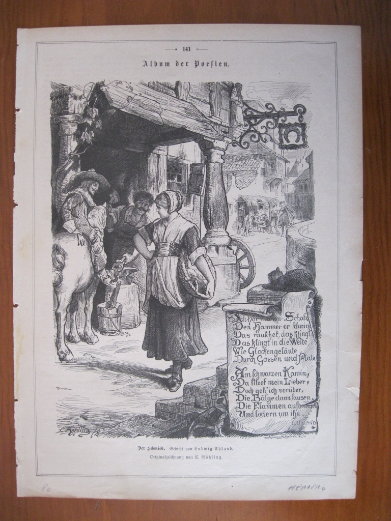El herrero y el caballero, mirando a una dama, 1880