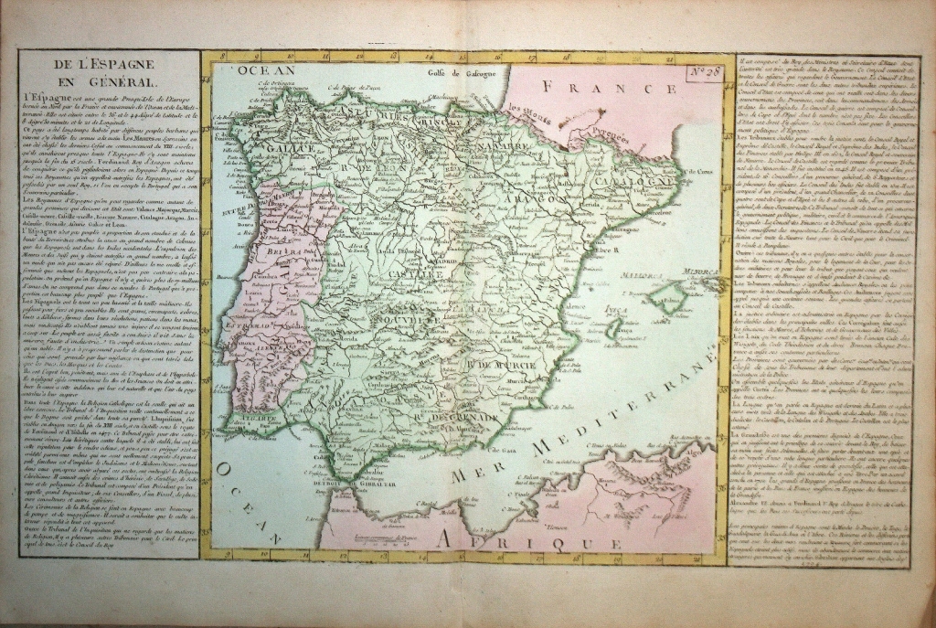 Mapa de España y Portugal, 1785. Clouet