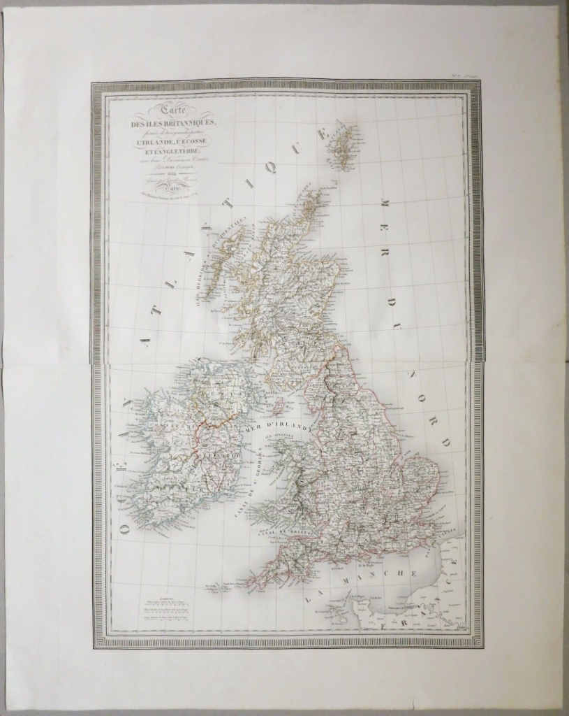 Gran mapa de las Islas Británicas (Irtlanda, Inglaterra, Gales, Escocia,.., 1826. Vivien