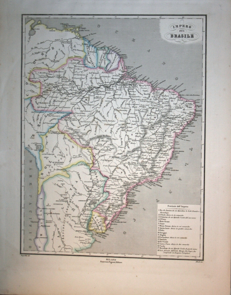 Mapa de Brasil, 1865. Allodi/Pagnoni