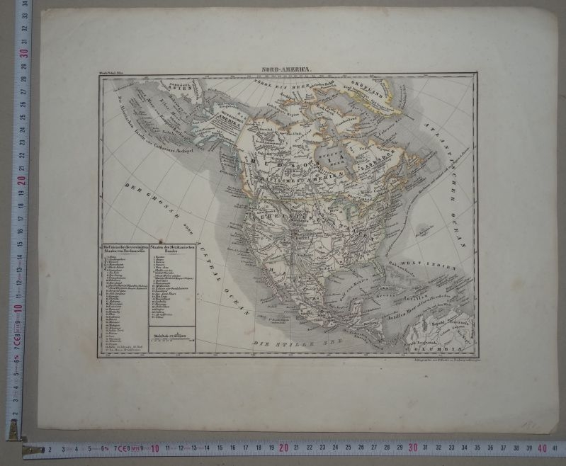 Mapa de América del Norte, circa 1850.Herder