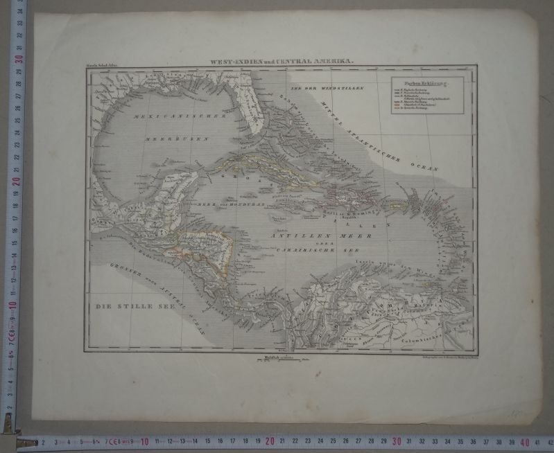 Mapa de Centroamérica y mar Caribe, circa 1850. Herder