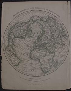 Mapa del Mundo hemisferio norte del mundo, 1850. Lowry