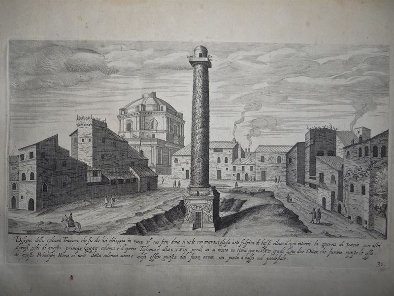 Vista de la columna de Trajano (Roma, Italia), 1606. Sadeler