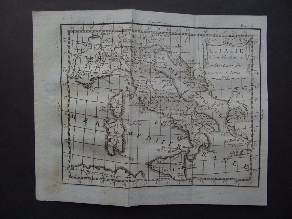 Antiguo mapa de Italia, 1772. Buffier