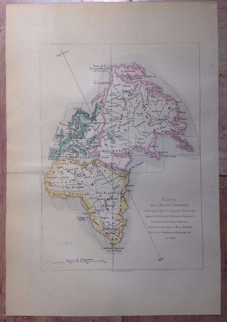 Mapa del antiguo continente, 1825. Vaugondy /Buffon