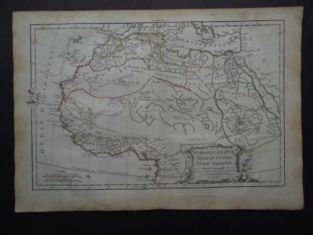 Mapa del norte y occidente de África, 1778. Vaugondy/. Arrivet