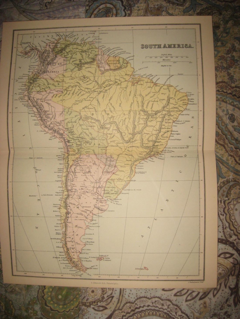 Mapa de América del Sur, 1884. E. Zell