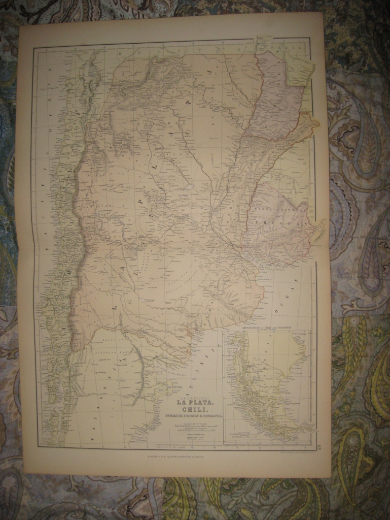 Mapa de Chile, Bolivia, Argentina, ...1883. Hall/Black