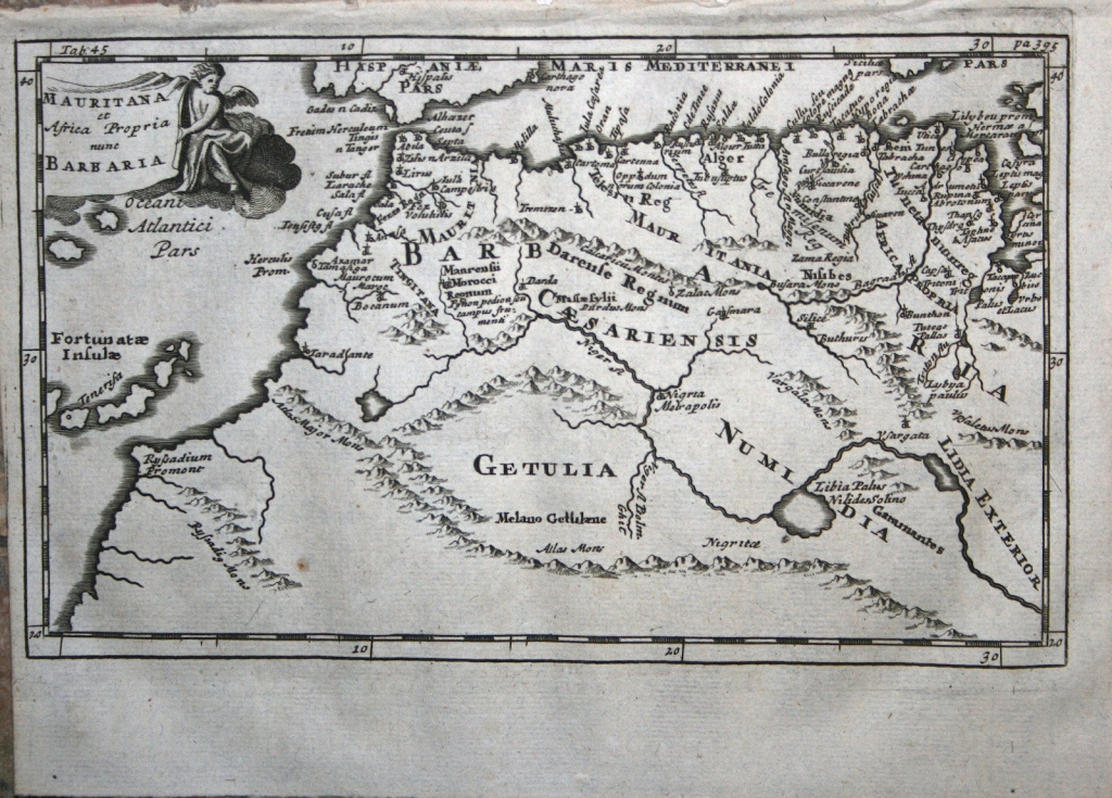 Mapa del noroeste de África, 1711. Bunone/Clüver