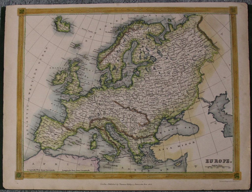 Mapa de Europa, 1843.Kelly