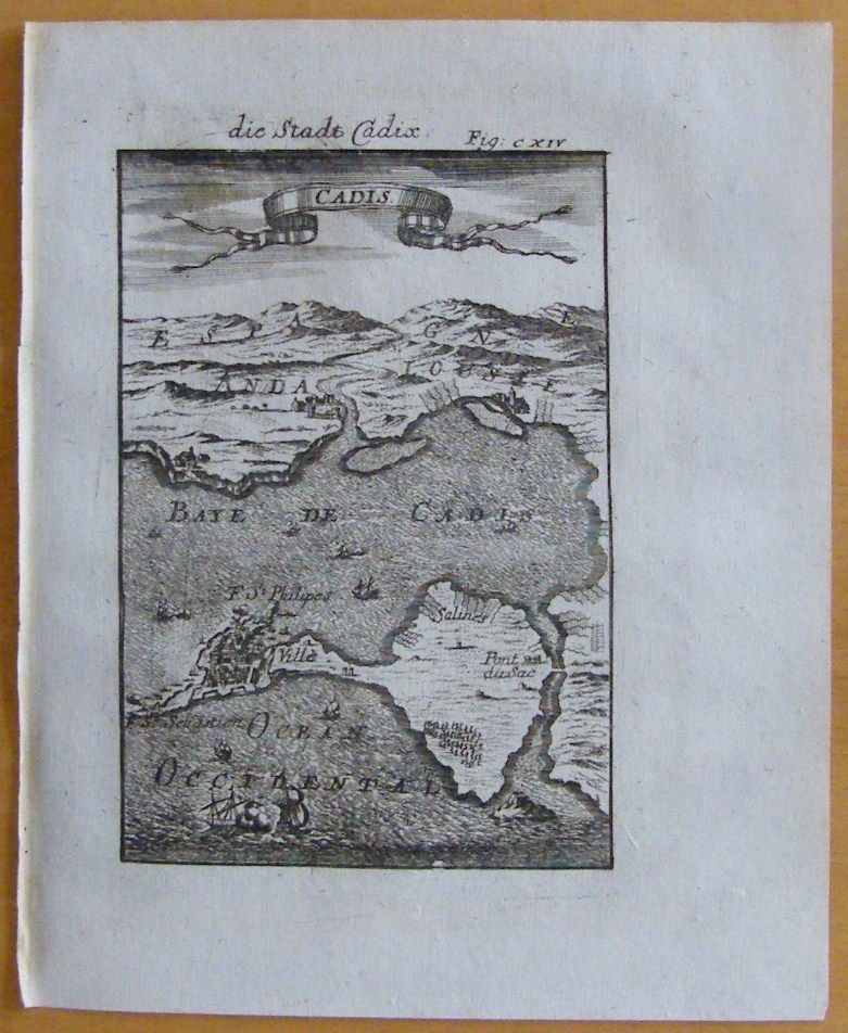 Vista de la bahía  y ciudad de Cádiz (España), 1718. Mallet