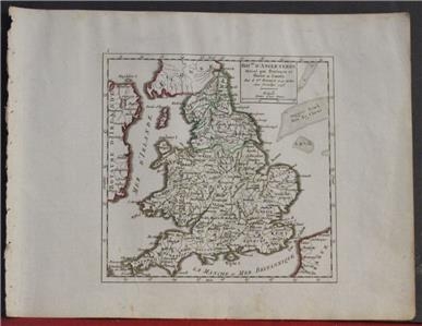 Mapa de Inglaterra (Europa), 1748. Robert Vaugondy