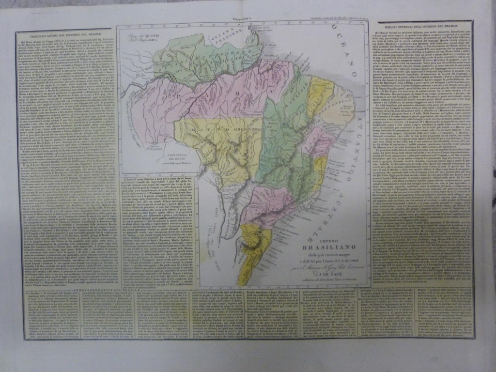 Mapa de  Brasil (América del Sur),1835. Girolamo Tasso/Las Cases